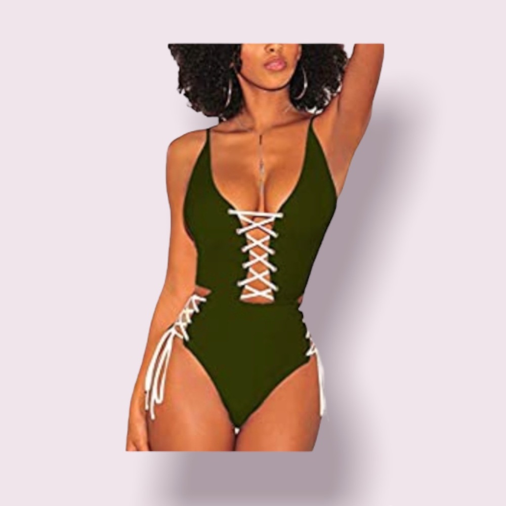 Olive Green Swim Onepiece